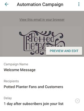 android welcome automation preview and edit button