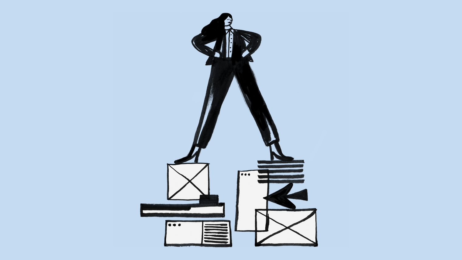 A woman proudly standing on her emails