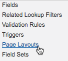 Cursor clicks Page Layouts.