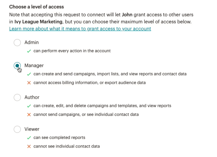 Cursor Clicks (Clics de cursor) - Radio Button (Botón de opción) - Choose Agency Access (Elegir acceso de agencia)