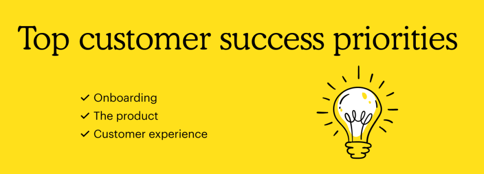 Top customer success priorities include: onboarding, the product and customer experience.