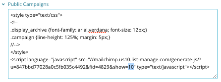 Archive generator code with the number 10 highlighted.