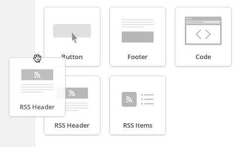 Cliquez sur RSS Header (En-tête RSS) et faites-le glisser dans la structure de la campagne