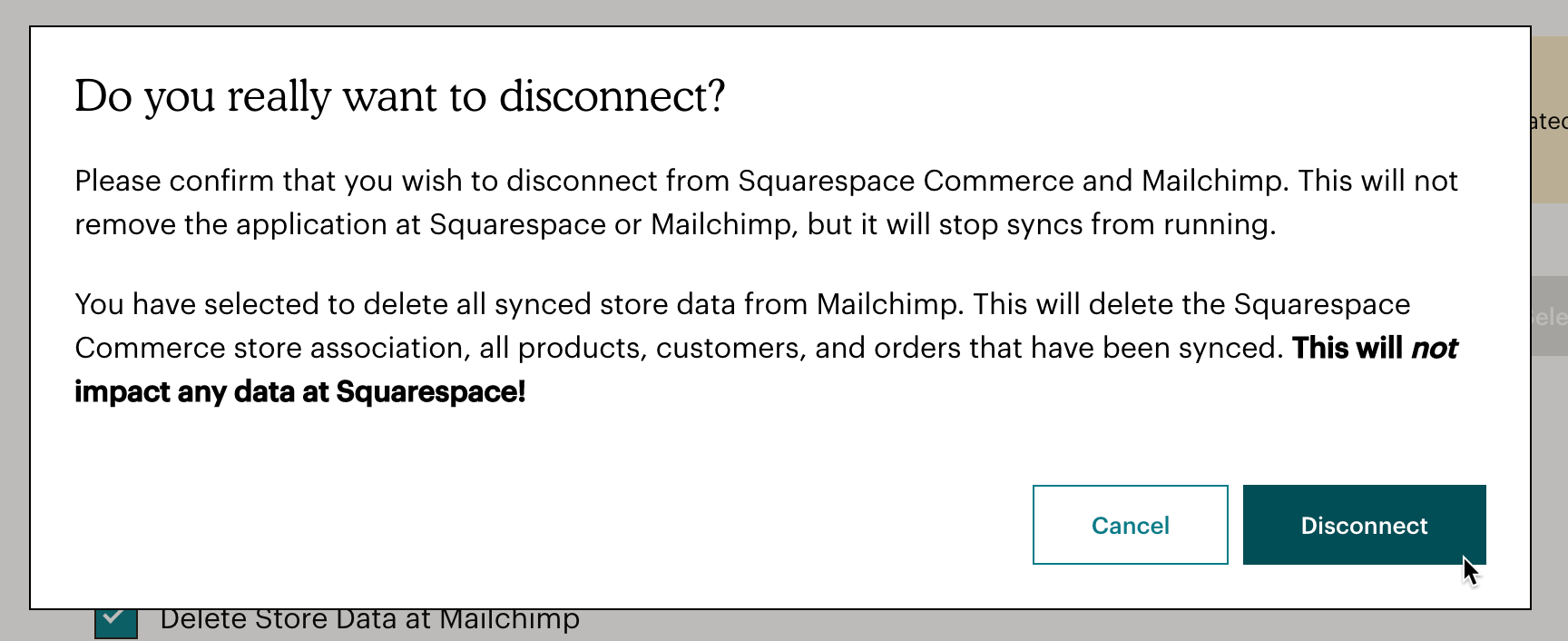 Squarespace-Desconectar-Confirmar