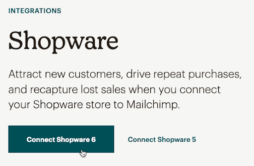 botão de conexão ao shopware 6