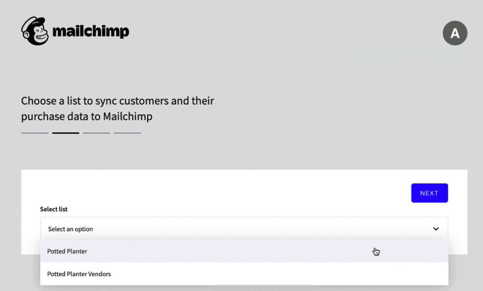 Mailchimp para BigCommerce - Selecionar público