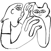 Illo of person holding hands with a cat.