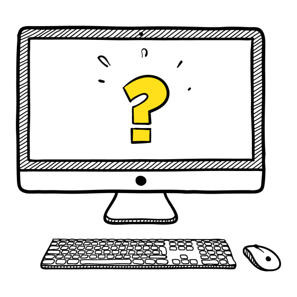 Graphic of a computer screen with a question mark on it