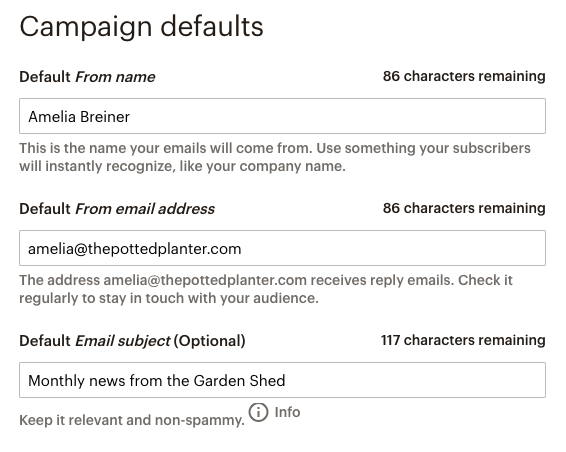 lists listnamedefaults defaults