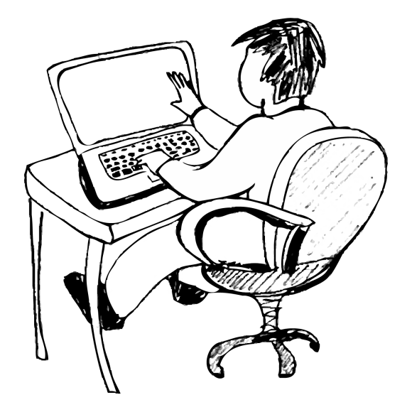 Graphic of someone typing on their laptop at their desk