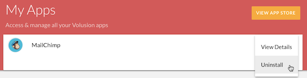 Volusion bei Mailchimp deinstallieren