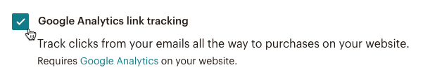 Fai clic sulla casella di controllo per aggiungere il tracciamento di Google Analytics alla tua automazione.