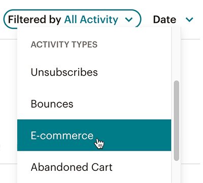 contact profile all activity filter