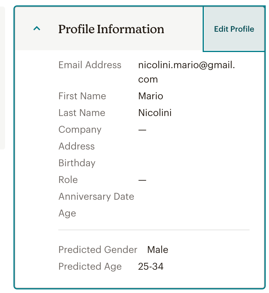 Contact Profile info fields