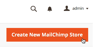 Curseur cliquant sur le bouton Créer une nouvelle boutique mailchimp.