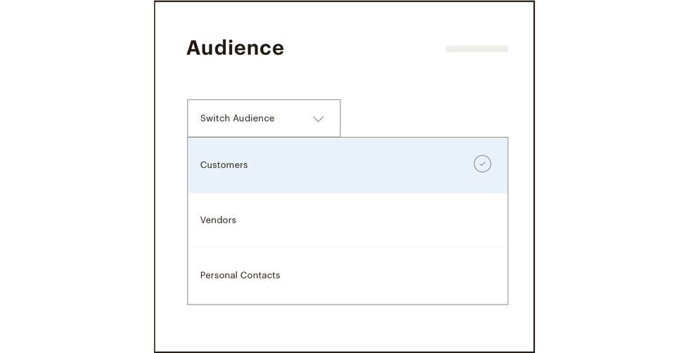 Gif of the audience switcher dropdown