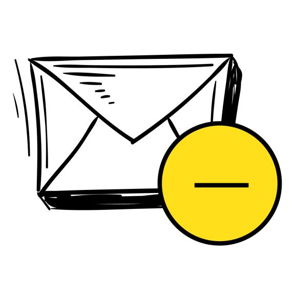envelope with an unsubscribe symbol