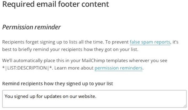 required email footer content