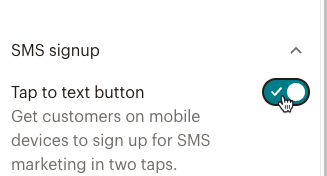 Pop-up-form-enable-tap-to-text-button