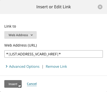 link modal with merge tag