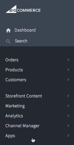 Image: a screenshot of the apps section of a bigcommerce account