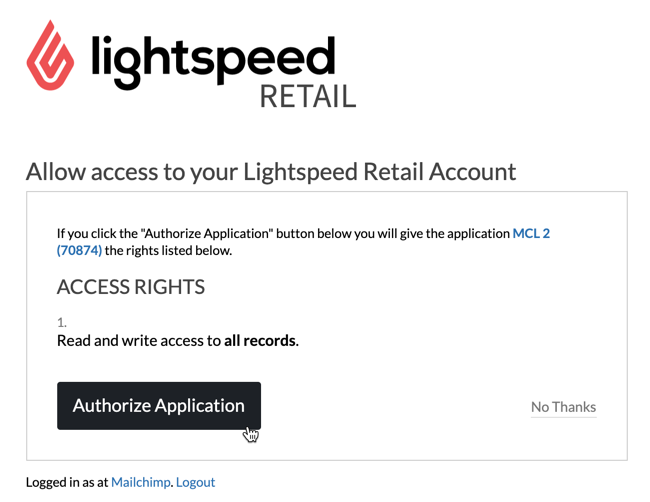 Autorizzazione POS al dettaglio Lightspeed