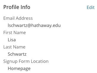 Example of signup location information.