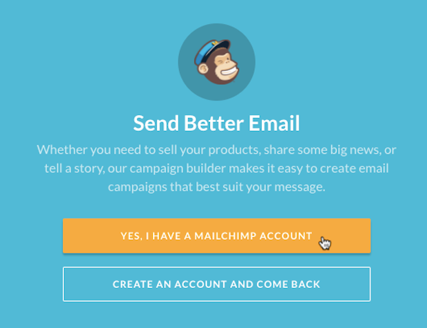 Mailchimp for Volusion App – Cursor-Klicks – Ja, ich habe einen Account