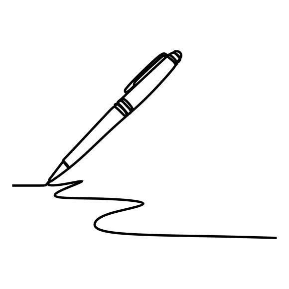 Graphic of a pen writing 