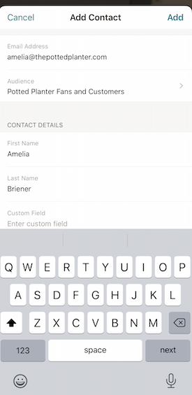 Add Contact - Contact Details - iOS