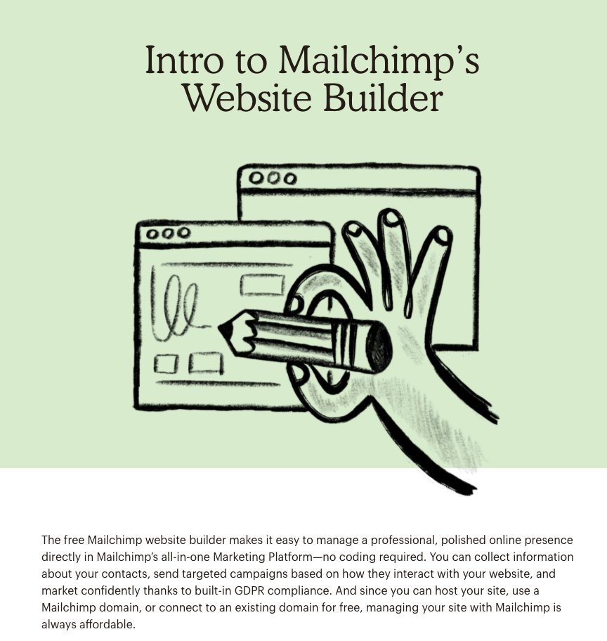 Página de inicio del curso de Mailchimp Academy