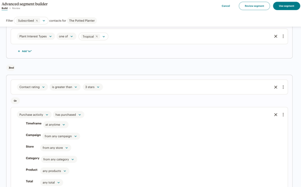 AND plant interest types example