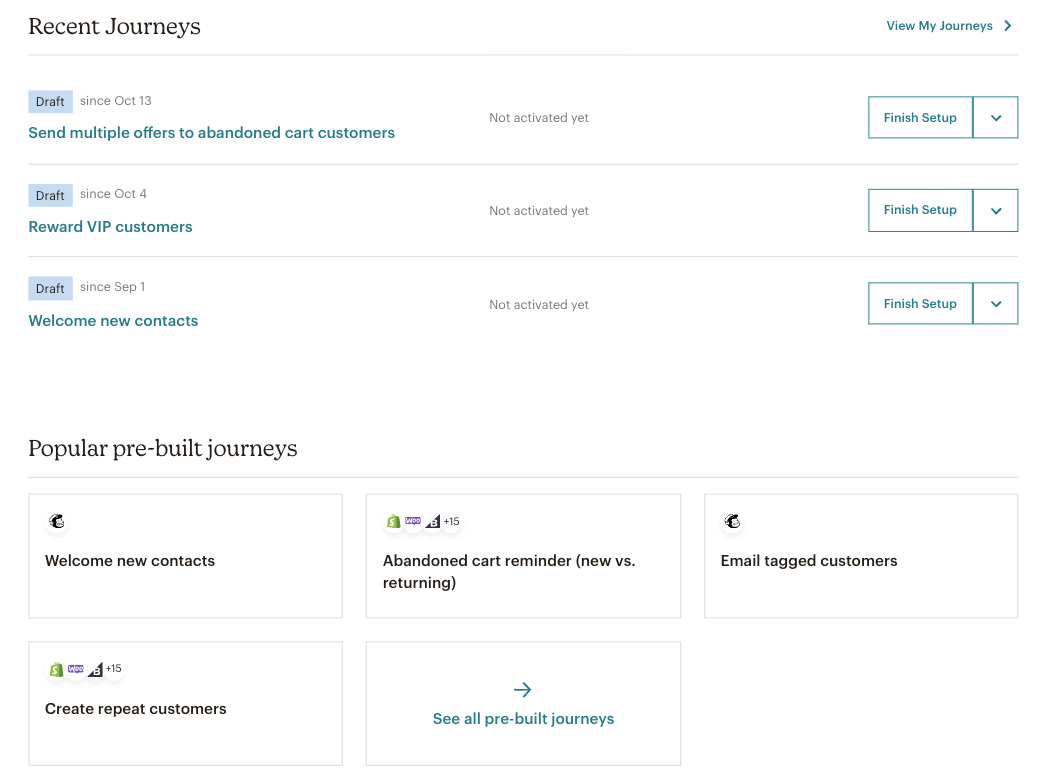 customer journeys page