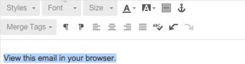 Den Link „View this email in your browser“ (Diese E-Mail in deinem Browser öffnen) markieren.