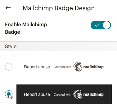 Mailchimp-Badge-Farbauswahl