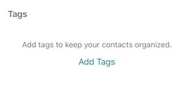 Mobile Contact Profile - Tags Sections - Add Tags