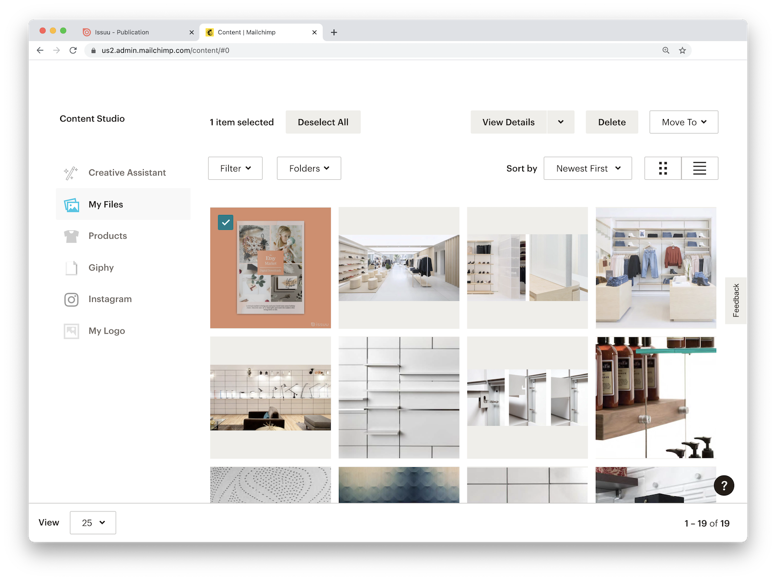 Bild 3 – Issuu Integration Liste