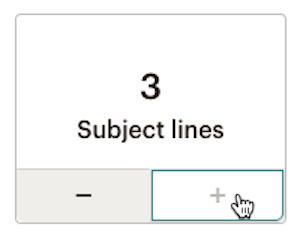 Cursor hovers over plus icon to choose 3 subject lines.