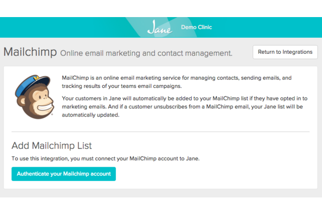 screenshot 2484 Jane mailchimp setup screen